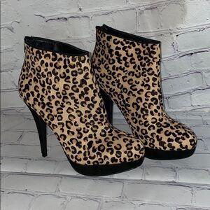 Aldo leopard print fur ankle boots